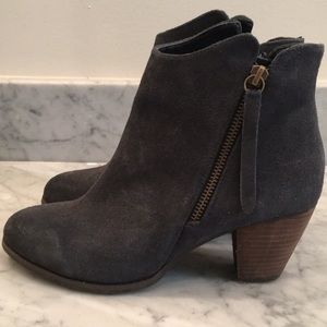 Navy Suede Sole Society Booties